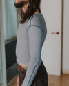 BASERANGE Ribbed Long Sleeve Top T-shirt TTVL Series Collection France BAS-TTVL-RB-SP25-BOW LBUE